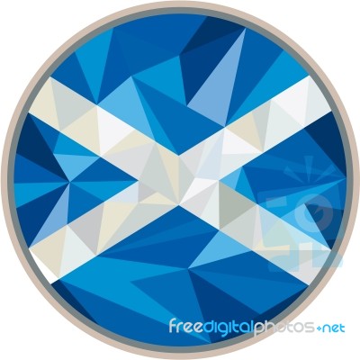 Scotland Flag Icon Circle Low Polygon Stock Image