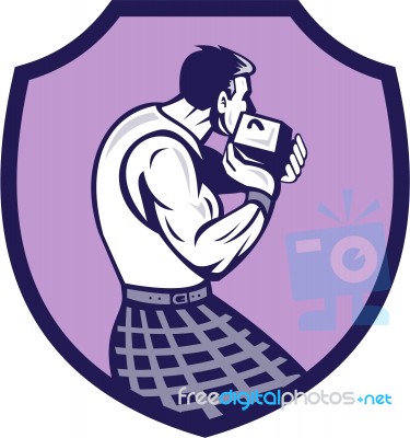 Scotsman Weight Throw Crest Retro Stock Image