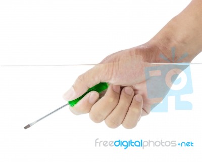 Screwdrivers And Hand, Underwater Stock Photo