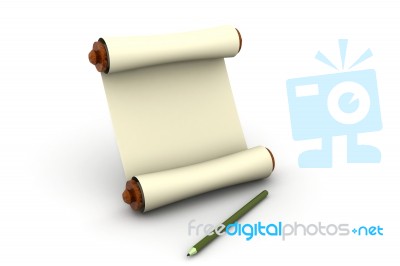 Scroll With Pencil Stock Image