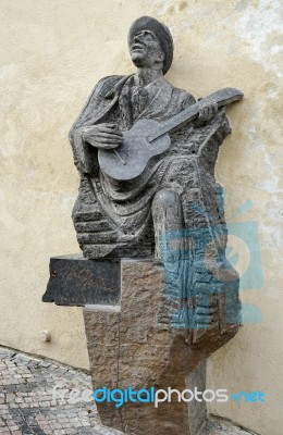 Sculpture Of Karek Hasler In Prague Stock Photo