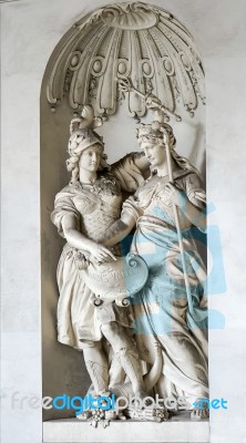 Sculpture Of Two Women At St Michaels Gate Hofburg In Vienna Stock Photo