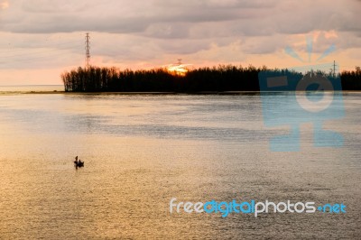 Sea At Sunset From Sarasin Bridge Stock Photo