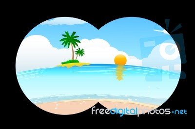 Sea Beach In Binocular View Stock Image