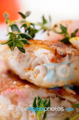 Sea Bream Fillet Butter Pan Fried Stock Photo