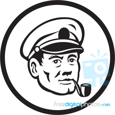 Sea Captain Smoke Pipe Circle Retro Stock Image