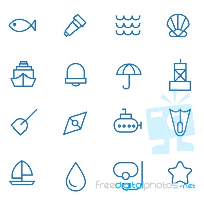 Sea Outline Icon Set  Illustration Eps 10 Stock Image