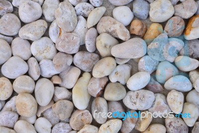 Sea Stones Background , The Decoration Of The Garden Walkway Stock Photo