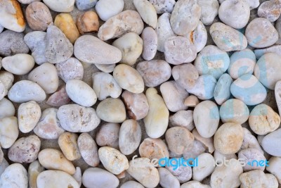 Sea Stones Background , The Decoration Of The Garden Walkway Stock Photo