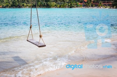 Sea Swing Beside The Sea On Tropical Beach Stock Photo