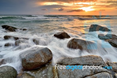 Sea Waves Splash Rock Stock Photo