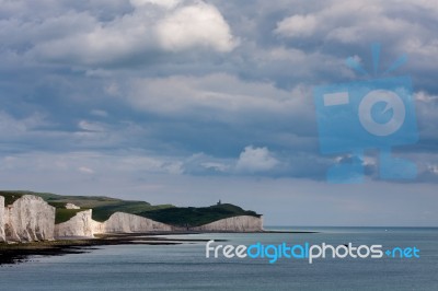 Seaford, Sussex/uk - June 12 : Storm Brewing Over The Seven Sist… Stock Photo