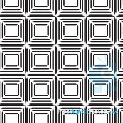 Seamless Black Line Square Abstract Pattern With White Background, , Copy Space For Text, Black And White Theme Stock Image