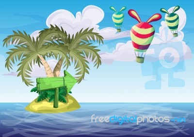 Seamless Cartoon  Island With Separated Layers For Game And Animation Stock Image