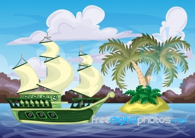 Seamless Cartoon  Island With Separated Layers For Game And Animation Stock Image