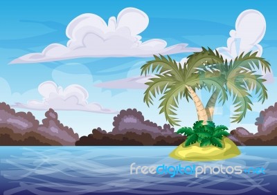 Seamless Cartoon  Island With Separated Layers For Game And Animation Stock Image