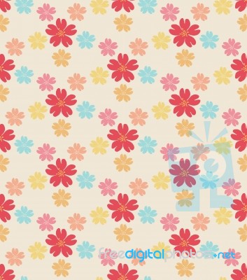 Seamless Colorful Flower Cherry Blossum Pattern Stock Image