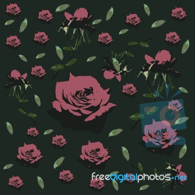 Seamless Floral Pattern With Roses - Flower - Illustration Stock Image