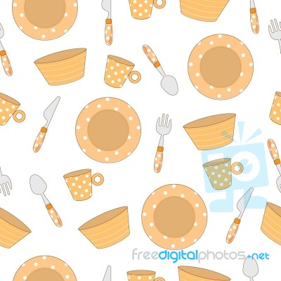 Seamless Pattern Background Of Tableware Stock Image