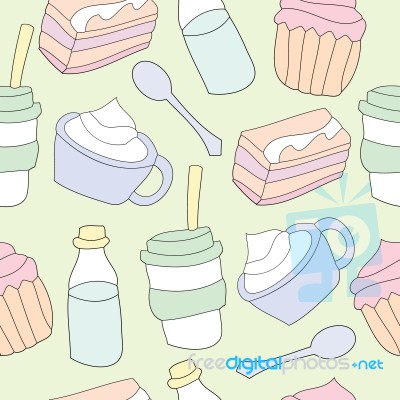 Seamless Pattern Of  Dessert Illustration Background Stock Image