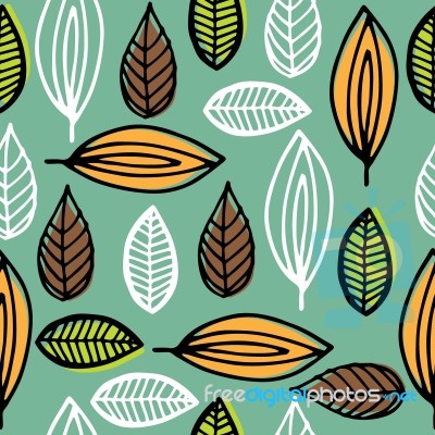 Seamless Pattern Of Leaf Illustration Background Stock Image