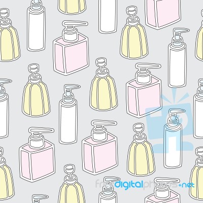 Seamless Pattern Of Purfume Bottles Illustration Background Stock Image