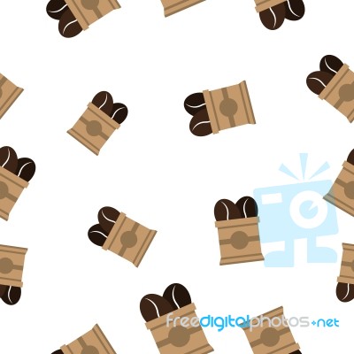 Seamless Pattern With Coffee Bean On Paper Bag  Illustrati Stock Image