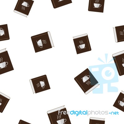 Seamless Pattern With Coffee Book  Illustration Stock Image