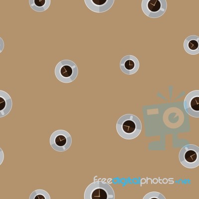 Seamless Pattern With Coffee Cup With Clock Time  Illustra Stock Image