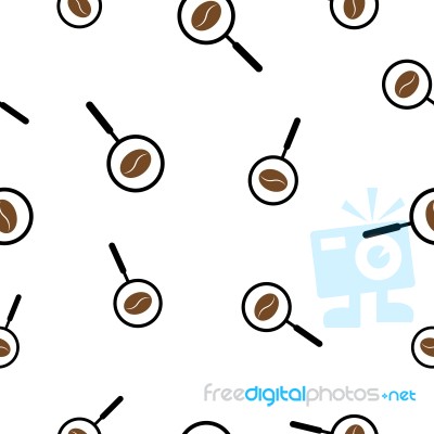 Seamless Pattern With Coffee Magnifying Glass  Illustratio Stock Image