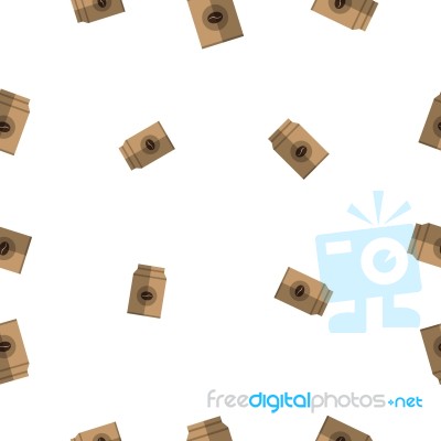 Seamless Pattern With Coffee Paper Bag  Illustration Stock Image