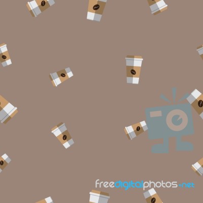 Seamless Pattern With Coffee Paper Cup  Illustration Stock Image