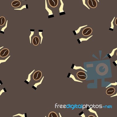 Seamless Pattern With Coffee With Hand  Illustration Stock Image