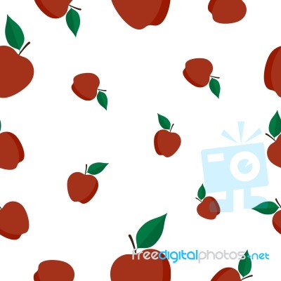 Seamless Pattern With Red Apple  Illustration Stock Image