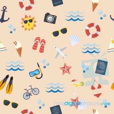 Seamless Summer Flat Pattern Stock Image