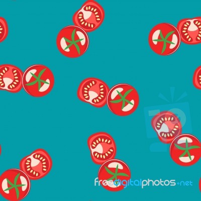 Seamless Tomato Pattern For Fruit Background Stock Image