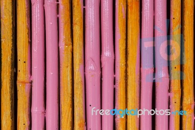 Yellow Pink Bamboo Stick Striped Pattern Stock Photo