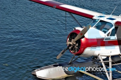 Seaplane Moored In Vancouver Stock Photo