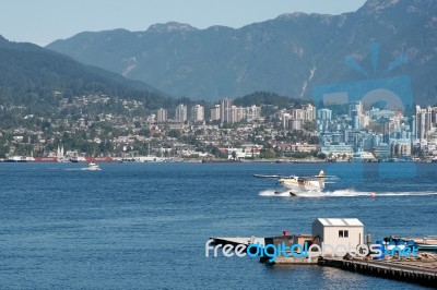 Seaplane Taxiingin Vancouver Stock Photo