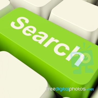 Search Computer Key In Green Stock Image