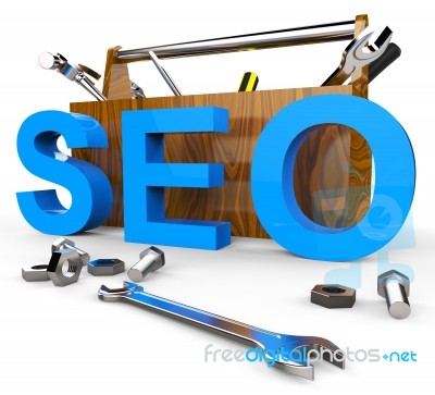 Search Engine Optimization Shows Gathering Data And Advertising Stock Image