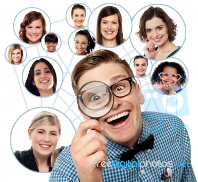 Search For Friends Over Social Network Stock Photo