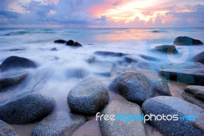 Seascape With Rock Stock Photo