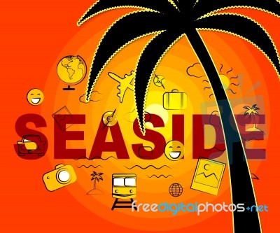 Seaside Icons Represents Beach Holidays And Vacationing Stock Image