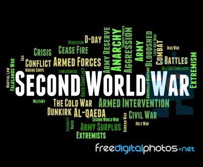 Second World War Means Skirmish Wordcloud And Word Stock Image