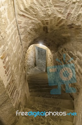 Secret Passage In A Medieval Castle Stock Photo