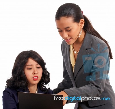 Secretary And Boss Discussing Stock Photo