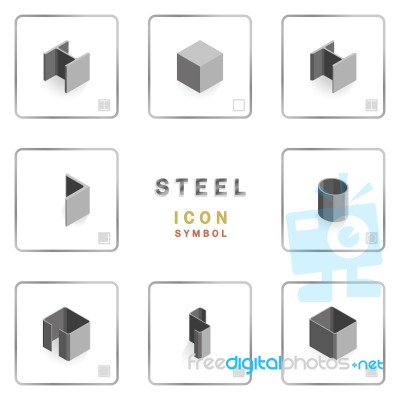 Section Steel Icon Symbol Isometric Stock Image