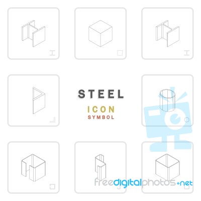 Section Steel Icon Symbol Isometric Stock Image