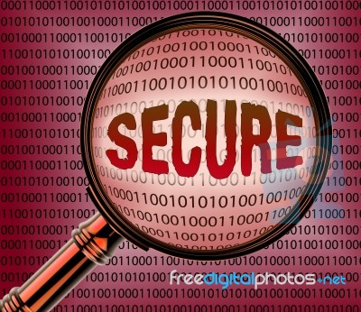 Secure Data Shows Protected Pc And Searches Stock Image